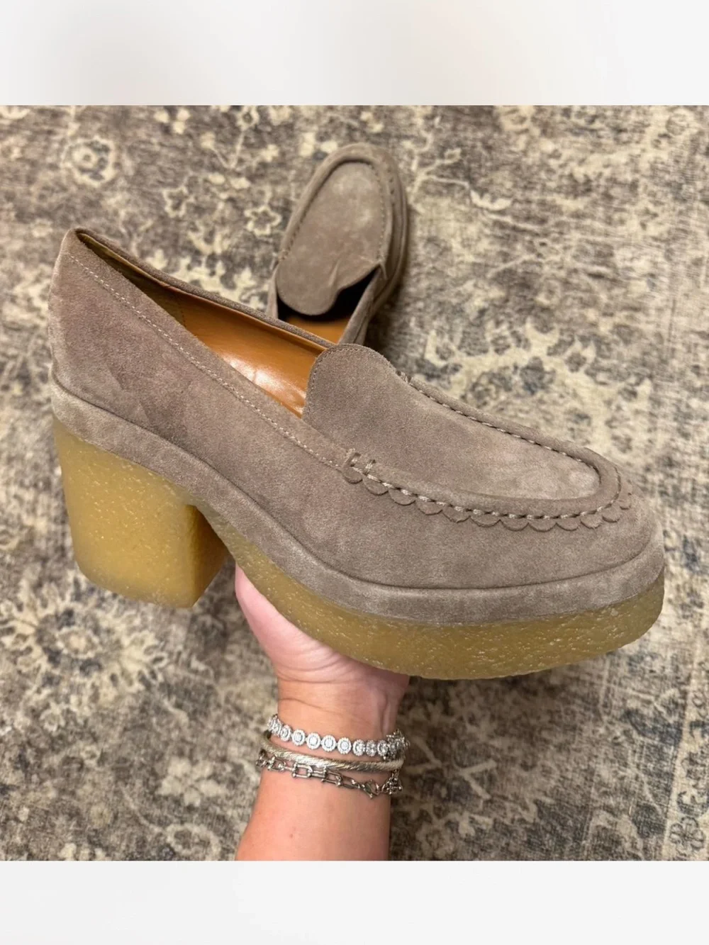 Marc Fisher Lina Suede Platform Heel Loafers
